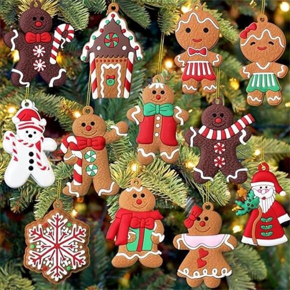 12pcs Christmas Ornaments Cute Snowman Xmas Tree Decorations Santa Claus Plastic - Picture 7 of 7